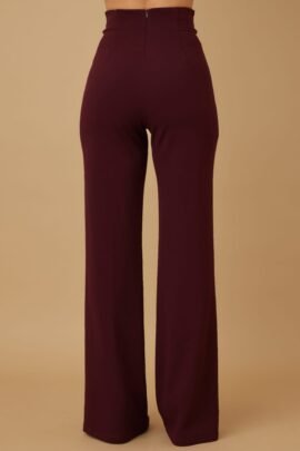 High-Rise Gold Buckle Pants – Slim Women’s Trousers