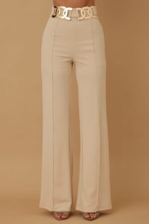 High-Rise Gold Buckle Pants – Slim Women’s Trousers High-Rise Gold Buckle Pants – Slim Women’s Trousers