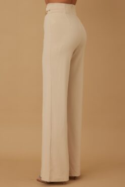 High-Rise Gold Buckle Pants – Slim Women’s Trousers