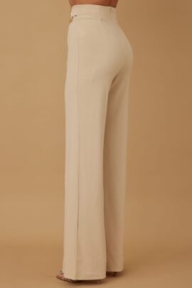 High-Rise Gold Buckle Pants – Slim Women’s Trousers
