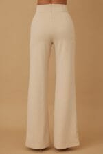 High-Rise Gold Buckle Pants – Slim Women’s Trousers