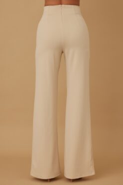 High-Rise Gold Buckle Pants – Slim Women’s Trousers