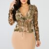 Leaf Printed Sheer Blouse