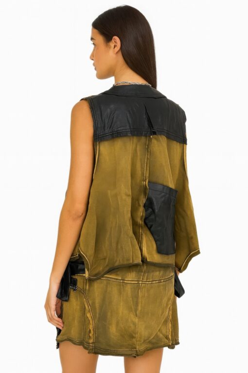 Denim And Faux Leather Two Piece Set - Image 3