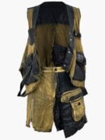 Denim And Faux Leather Two Piece Set