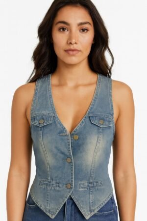 Sleeveless Vest Denim Top Sleeveless Vest Denim Top