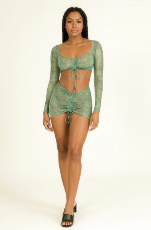Printed Sheer Two Piece Set - Image 2