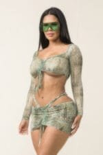 Printed Sheer Two Piece Set