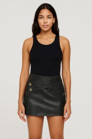 Faux Leather Strap Mini Skirt Faux Leather Strap Mini Skirt