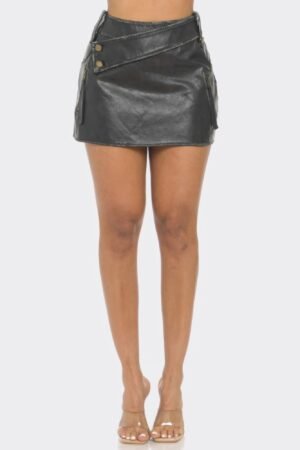 Faux Leather Strap Mini Skirt Faux Leather Strap Mini Skirt