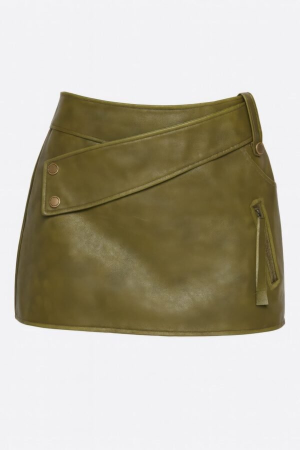 Faux Leather Strap Mini Skirt