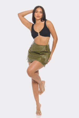 Faux Leather Strap Mini Skirt Faux Leather Strap Mini Skirt