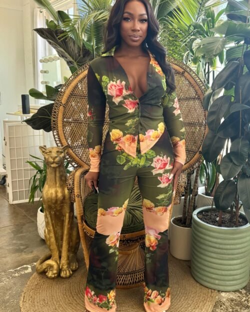 blush bloom mesh pants set