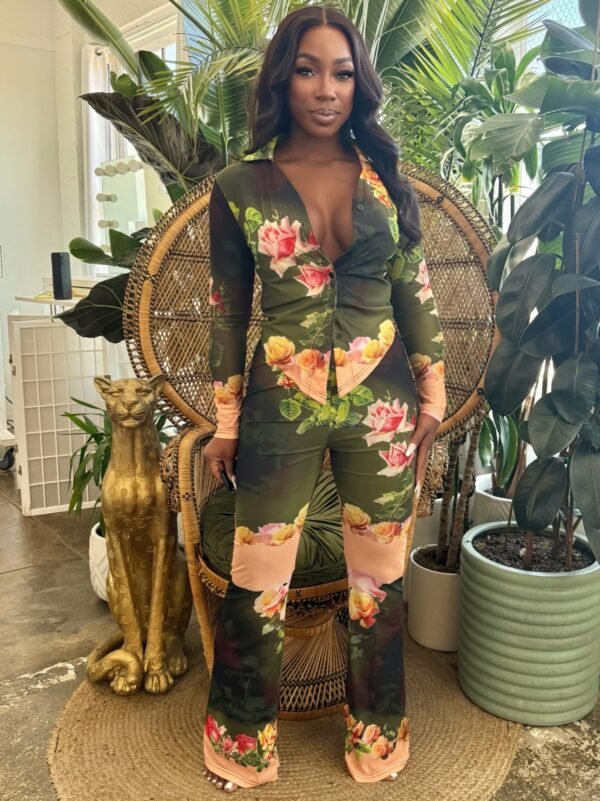 Blush Bloom Mesh Pants Set