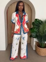 Crane & Nautical Print Shirt Pant Set