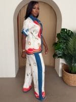 Crane & Nautical Print Shirt Pant Set Ivory Multi