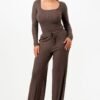 Long Sleeve Ribbed Bodysuit And Pants Set