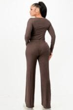 Long Sleeve Ribbed Bodysuit And Pants Set