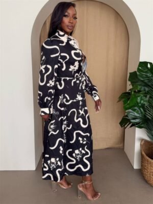 Botanic Maze Belted Shirt Dress