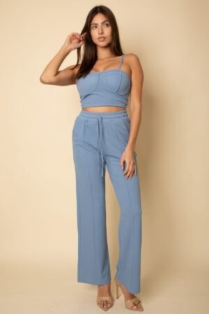 Bustier Crop Cami Top & Slant Pocket Straight Pants Bustier Crop Cami Top & Slant Pocket Straight Pants