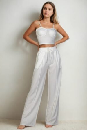 Bustier Crop Cami Top & Slant Pocket Straight Pants Bustier Crop Cami Top & Slant Pocket Straight Pants