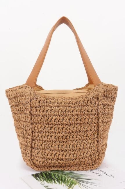 Faux Straw Ribbon Tote Bag