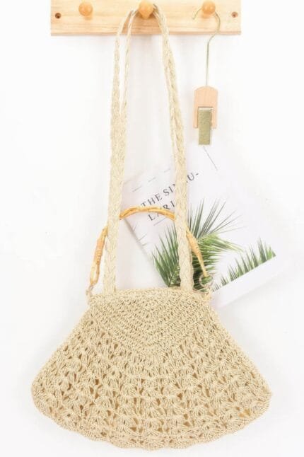Faux Straw Bamboo Handle Bag