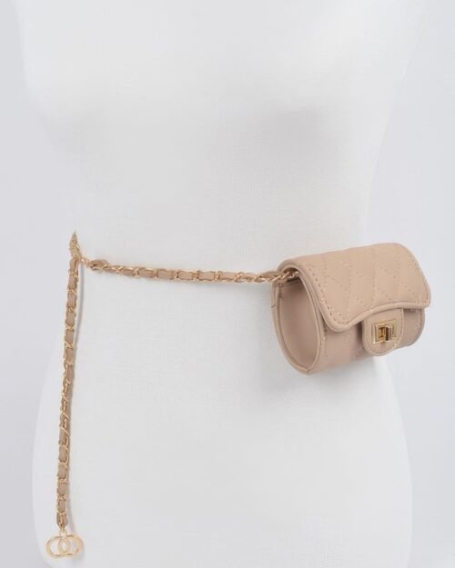 quilted mini bag w/ chain belt