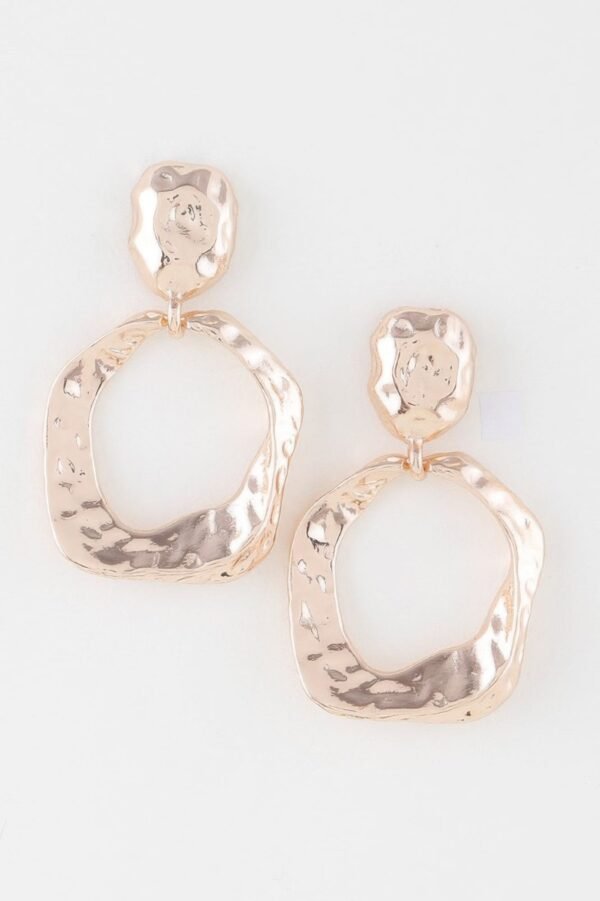Double Hammered Open Disc Drop Earrings