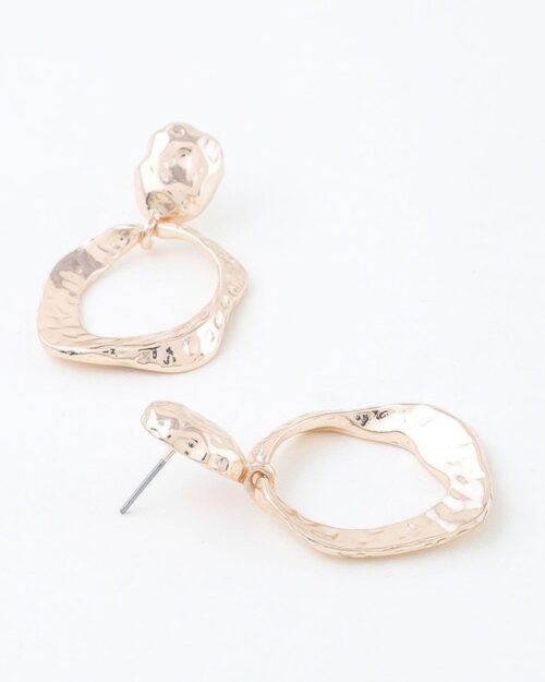double hammered open disc drop earrings