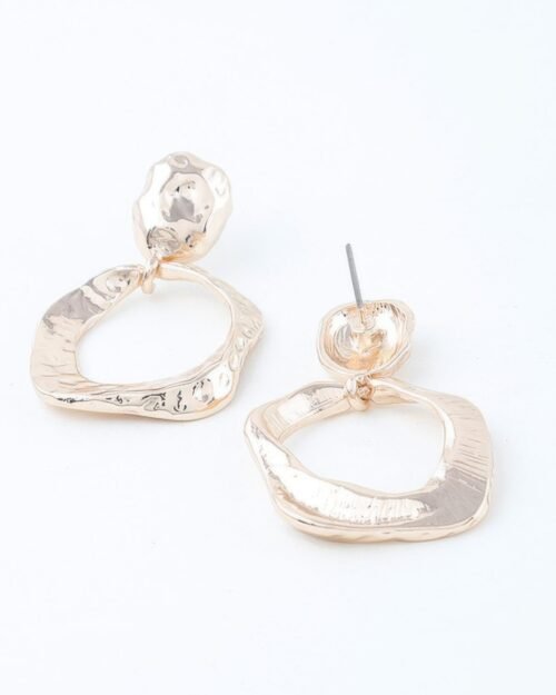 double hammered open disc drop earrings