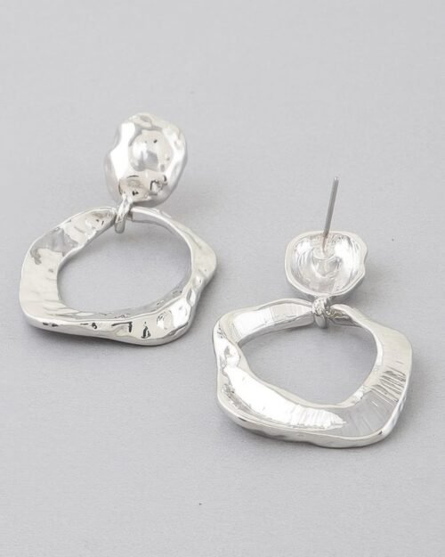 double hammered open disc drop earrings