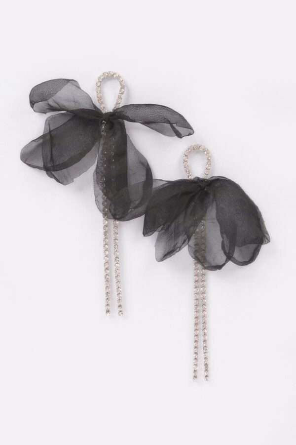 Polyester Flower Rhinestone Earring