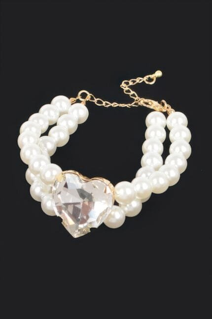 Faux Pearl Stone Elastic Bracelet
