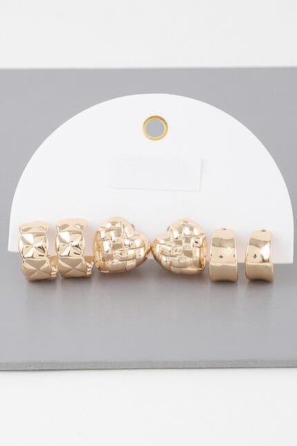 Triple Quilted Earrings Set