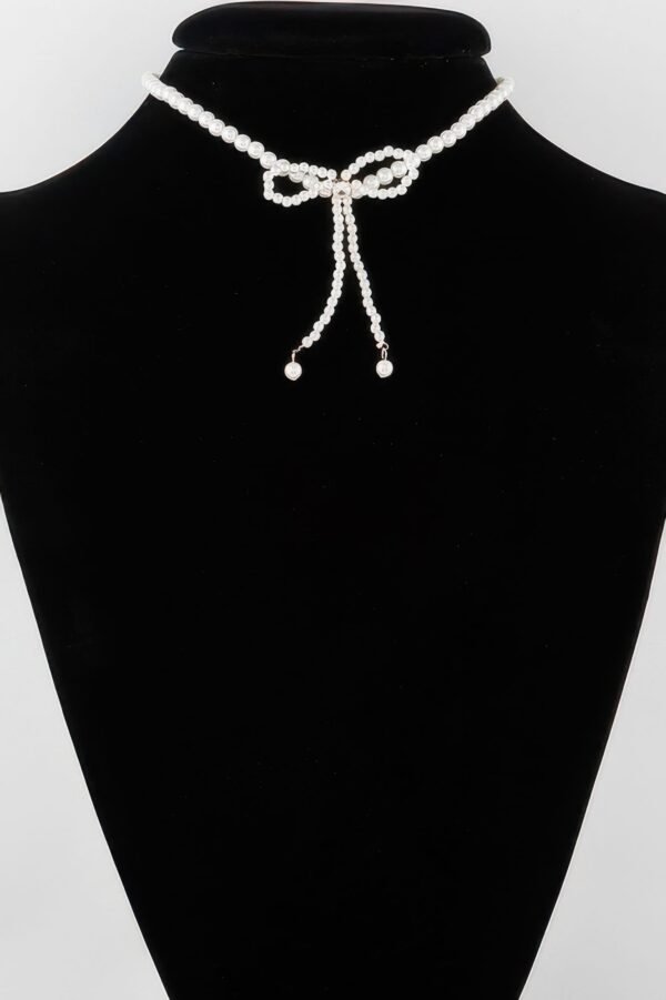 Pearled Ribbon Tie Necklace