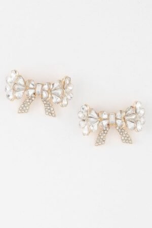 Crystal Teardrop Ribbon Earrings