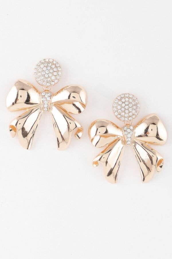 Shiny Jeweled Ribbon Earrings