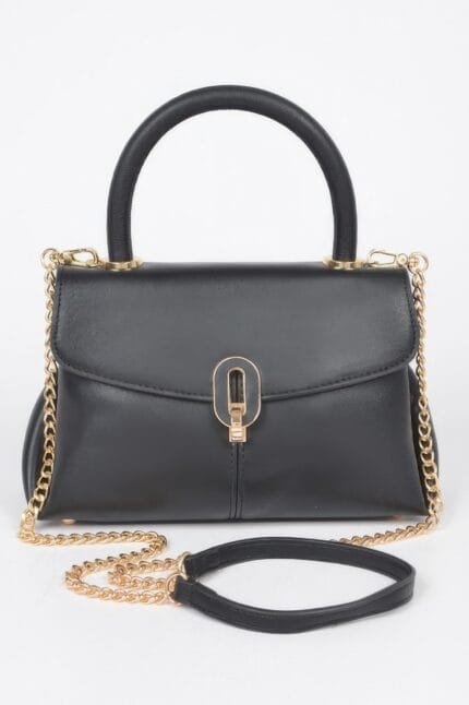 Faux Leather Top Handle Bag