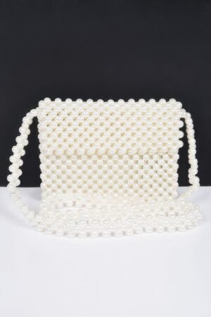 Hand Made Faux Pearl Bead Flap Crossbody Bag