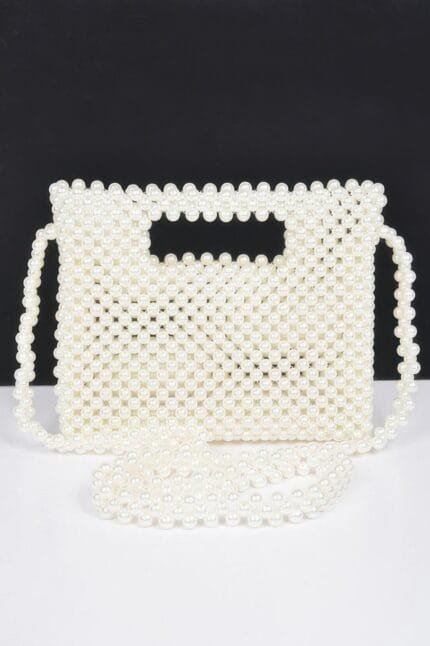 Hand Made Faux Pearl Bead Crossbody Bag