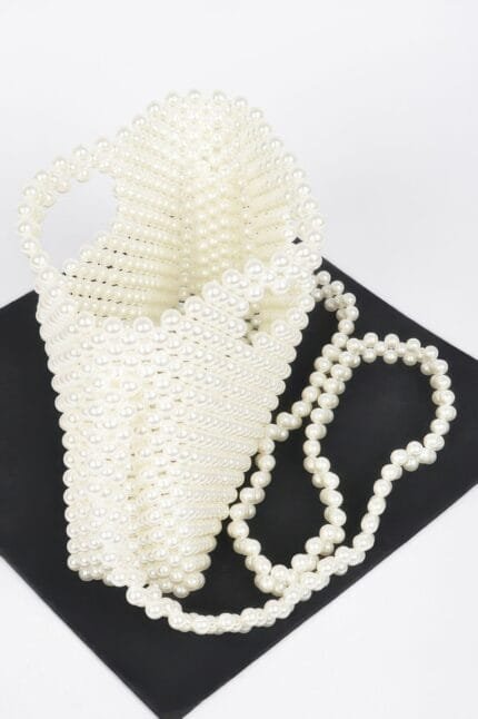 Hand Made Faux Pearl Bead Crossbody Bag