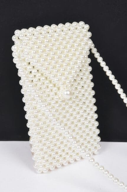 Hand Made Faux Pearl Bead Crossbody Small Bag