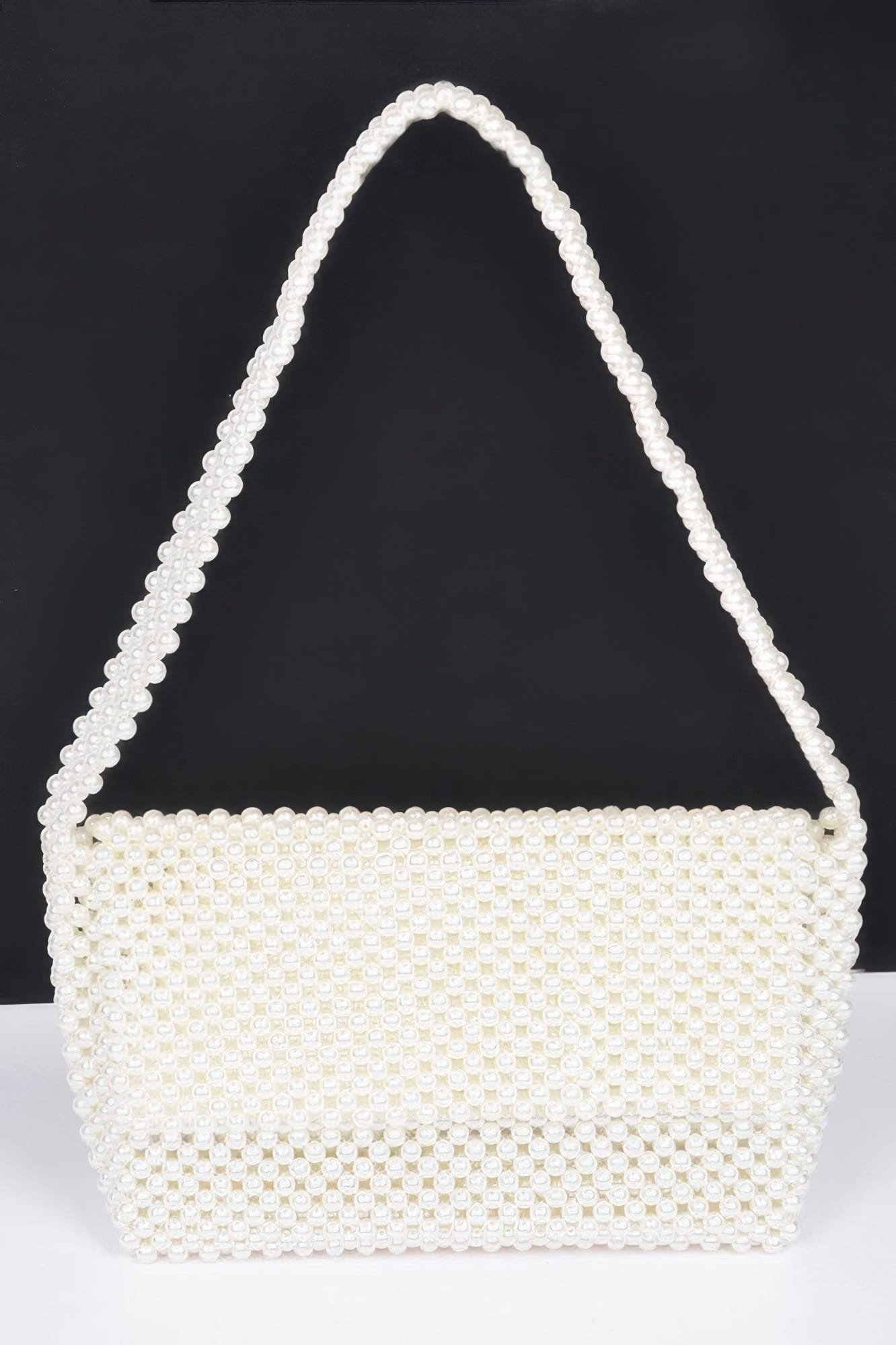 Hand Made Faux Pearl Bead Flap Shoulder Bag Hand Made Faux Pearl Bead Flap Shoulder Bag