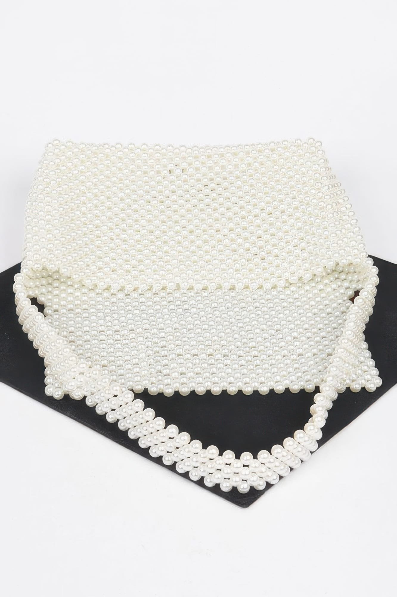 Hand Made Faux Pearl Bead Flap Shoulder Bag Hand Made Faux Pearl Bead Flap Shoulder Bag