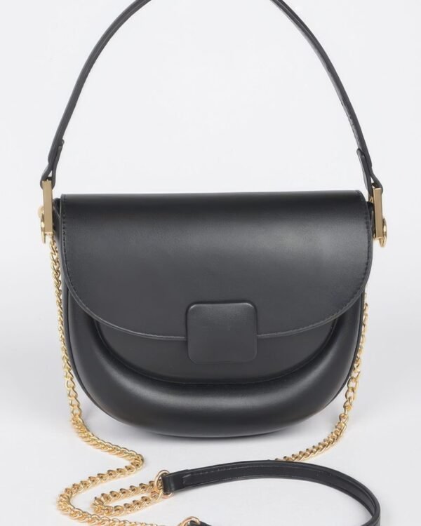 Faux Leather Top Handle Flap Bag