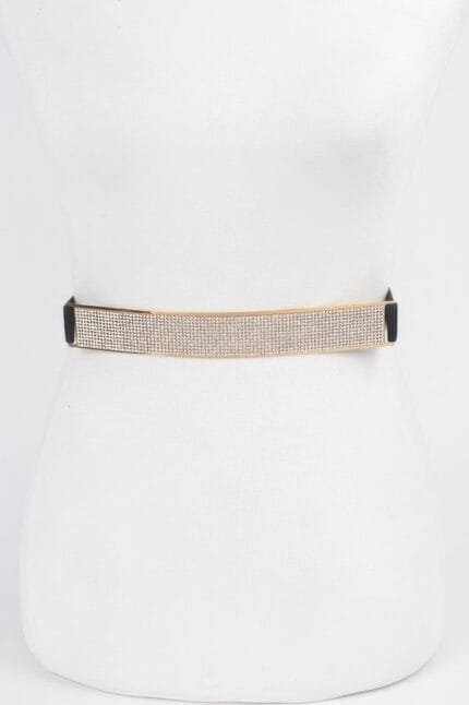 Rhinestone Metal Plate Elastic Belt