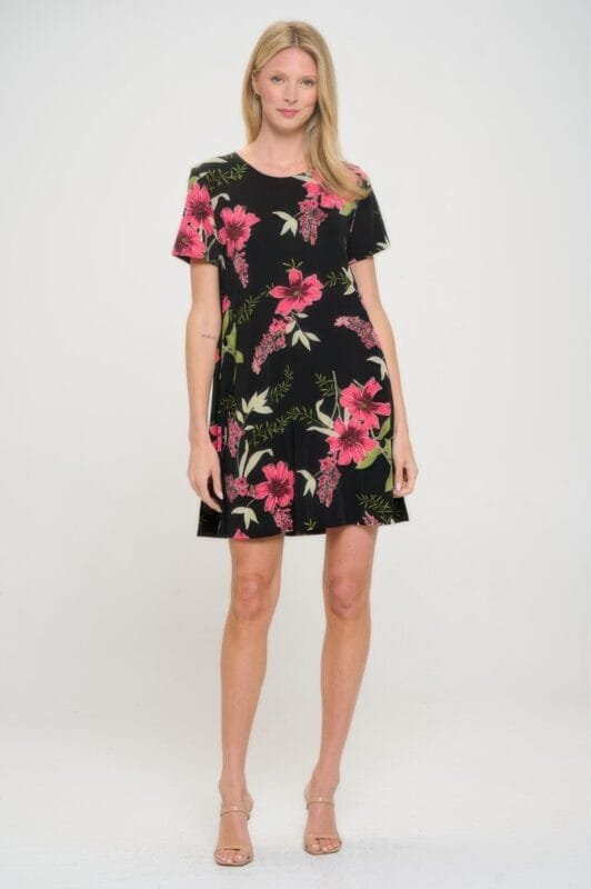 Short-Sleeved Knee-Length Dress | Missy Style