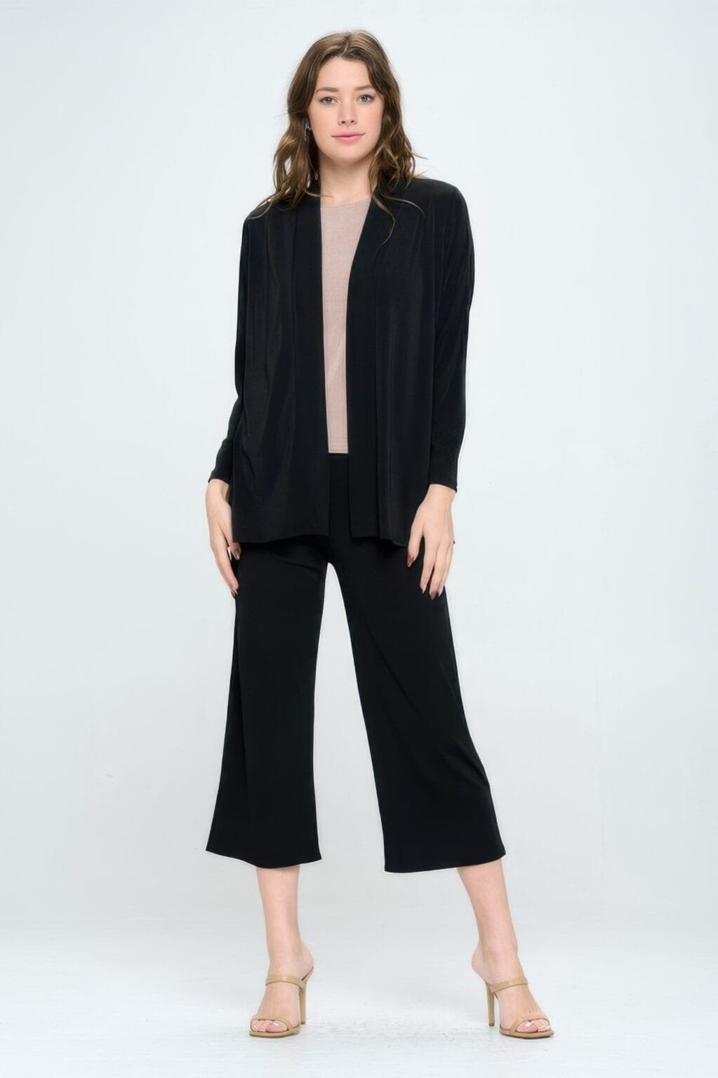 bns long sleeve cardigan with wide leg angle pants