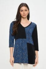 HIT Contrast V-Neck Tunic Top – Sleeveless Stretch Fit